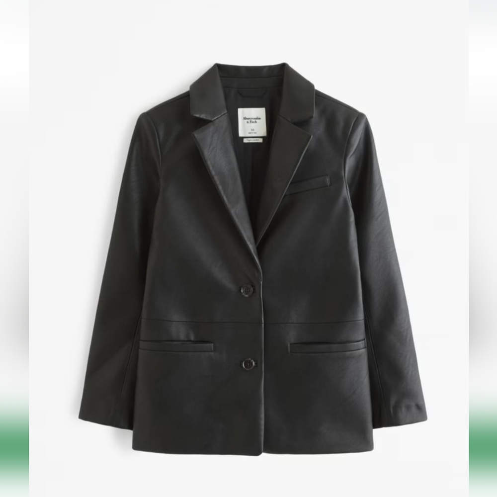 Abercrombie & Fitch Black Vegan Leather Blazer